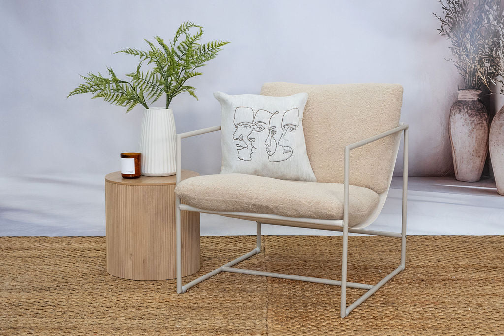 Handmade Cowhide Leather Cushion Cover – Modern Abstract Face Design