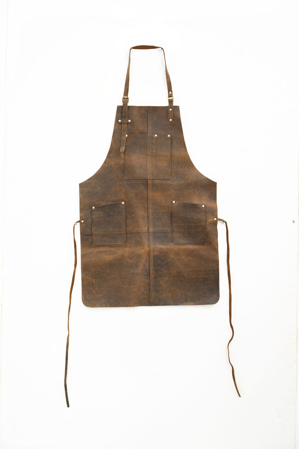 Vintage Brown Leather Apron – Heavy Duty Work Apron with Pockets (80×60 cm)