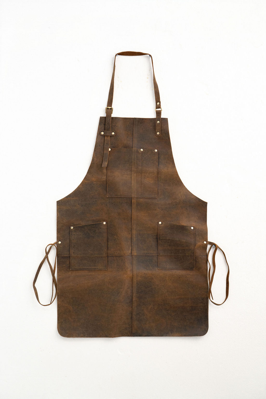 Vintage Brown Leather Apron – Heavy Duty Work Apron with Pockets (80×60 cm)