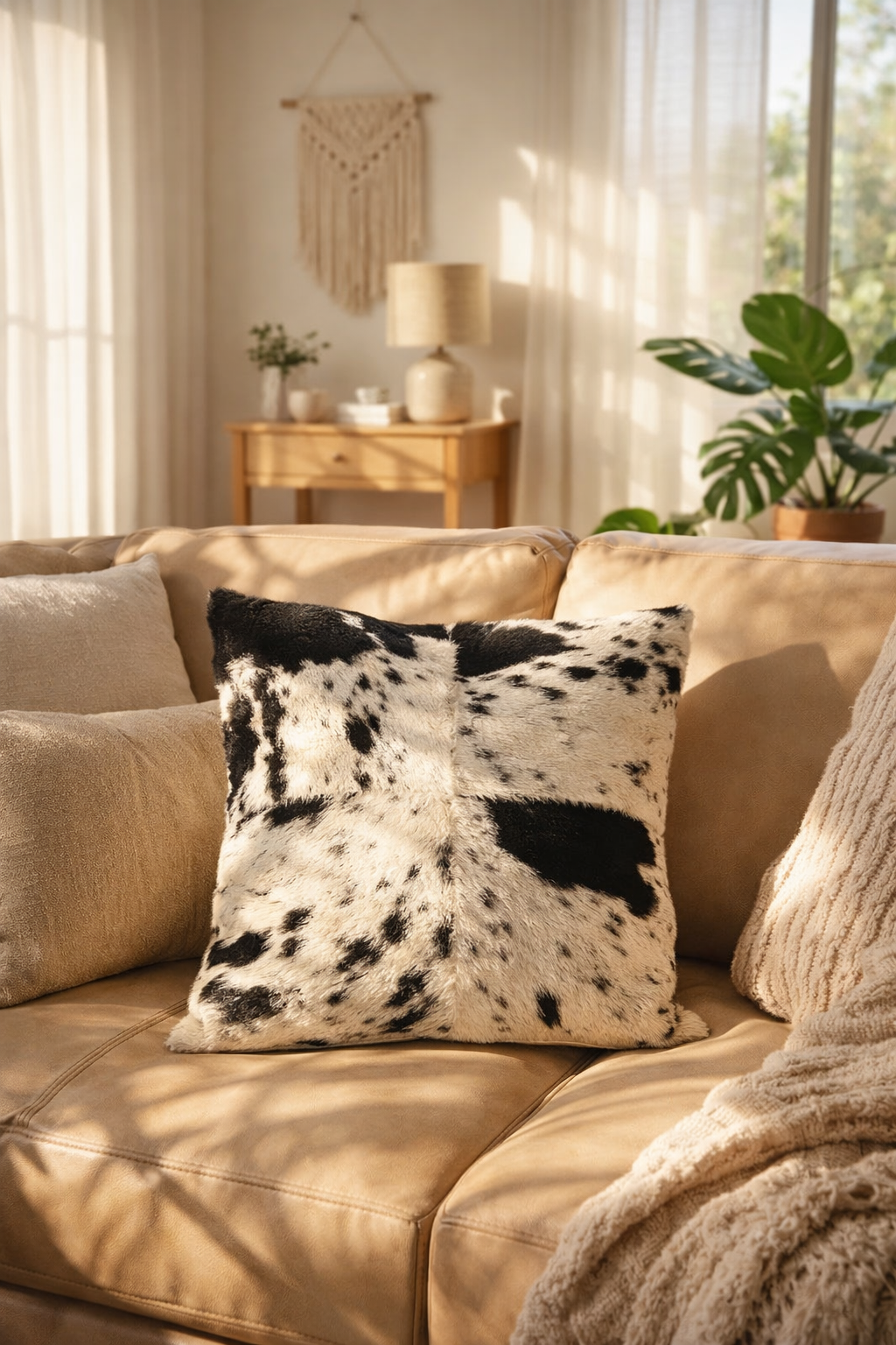 Black & White Cowhide Cushion Cover | Melbourne Leather Co