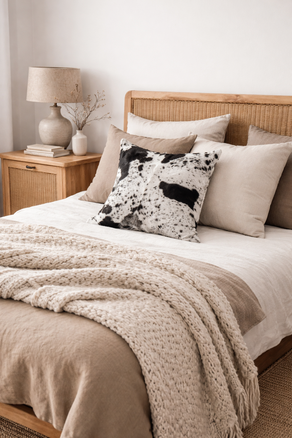 Black & White Cowhide Cushion Cover | Melbourne Leather Co