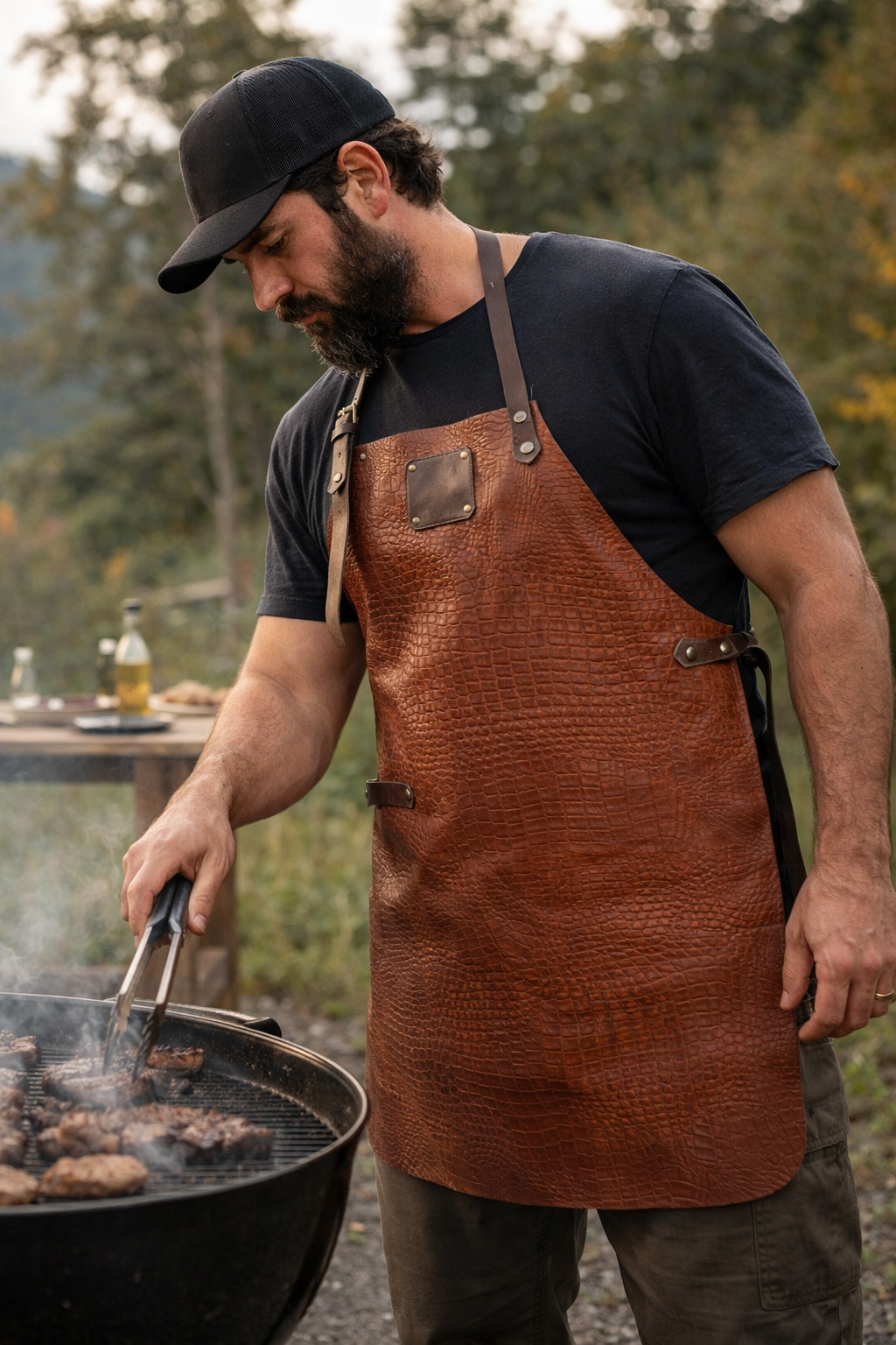 Croc Embossed Leather Apron – Premium Textured Work Apron (80×60 cm)