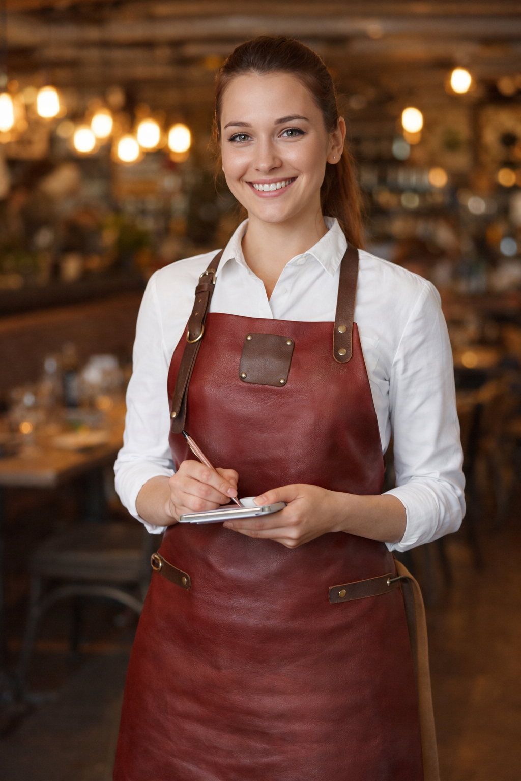 Red Leather Apron – Premium Minimal Work Apron (80×60 cm)