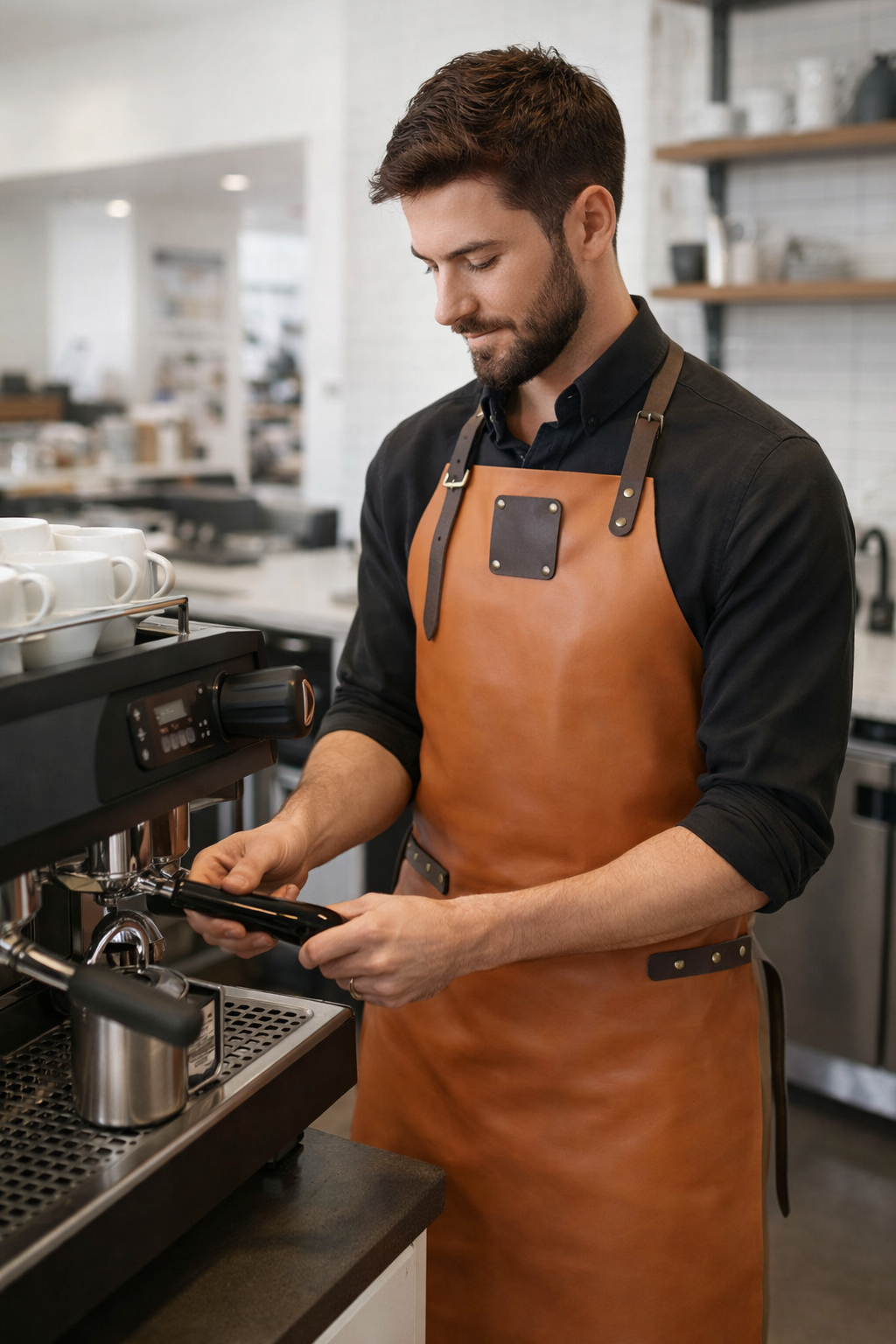 Cognac Tan Leather Apron – Signature Premium Work Apron (80×60 cm)