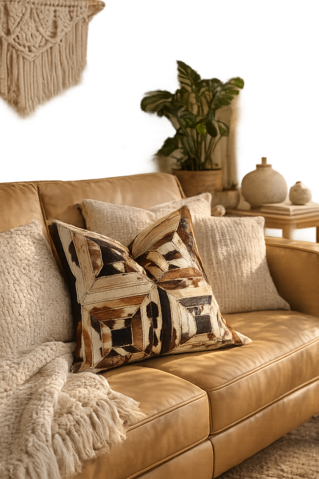 Premium handmade leather cushion by Melbourne Leather Co