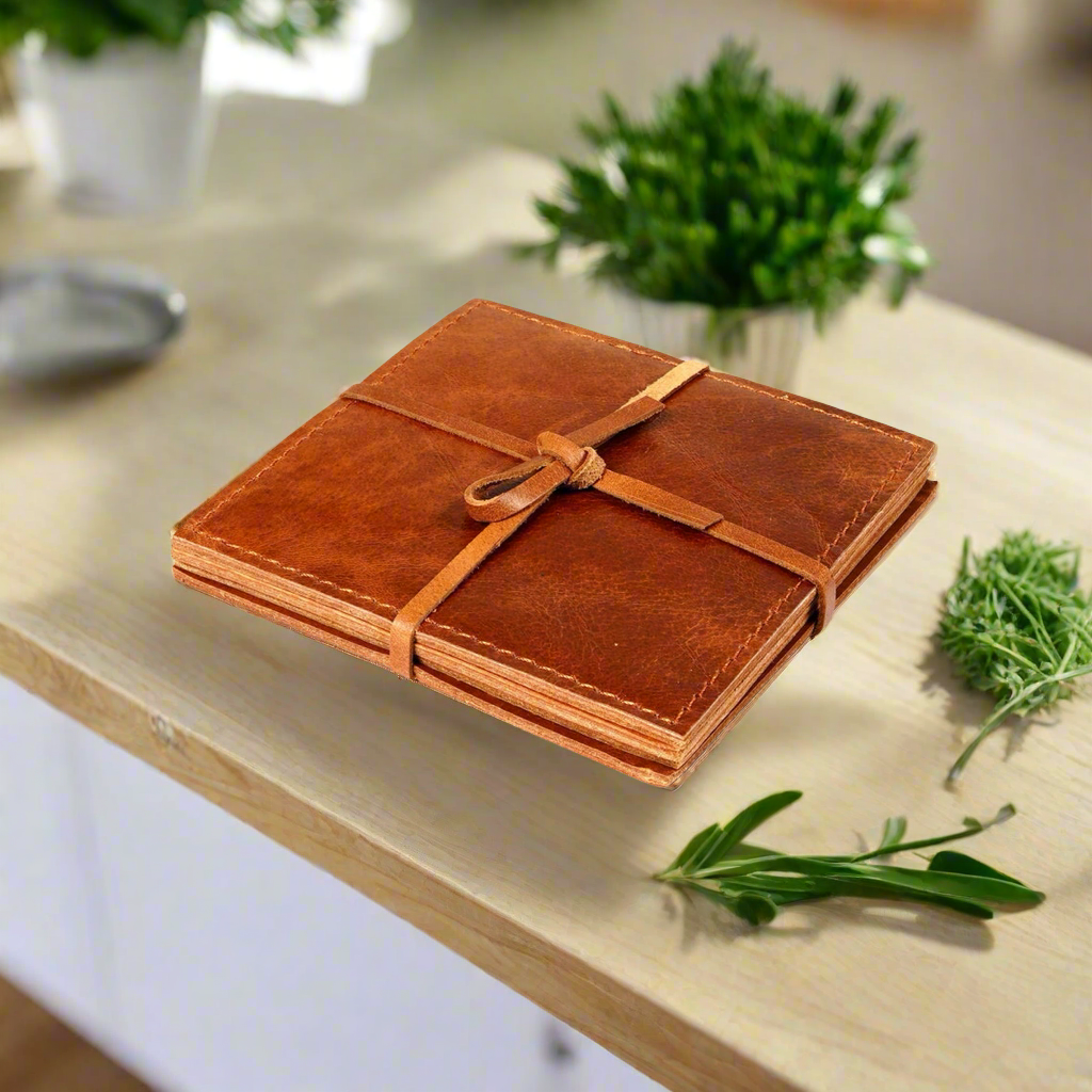 Sophisticated Simplicity Leather Coaster Set