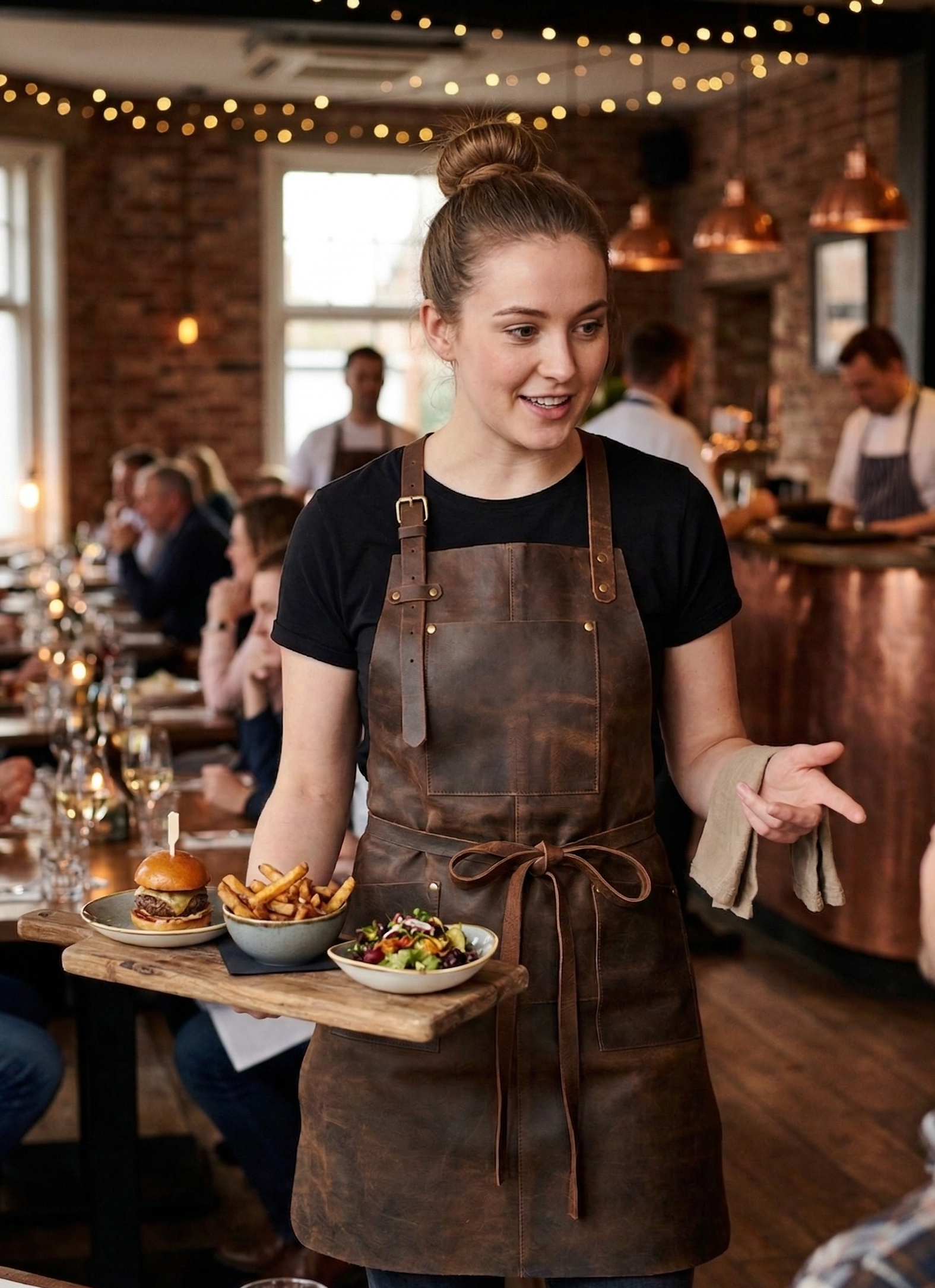Vintage Brown Leather Apron – Heavy Duty Work Apron with Pockets (80×60 cm)