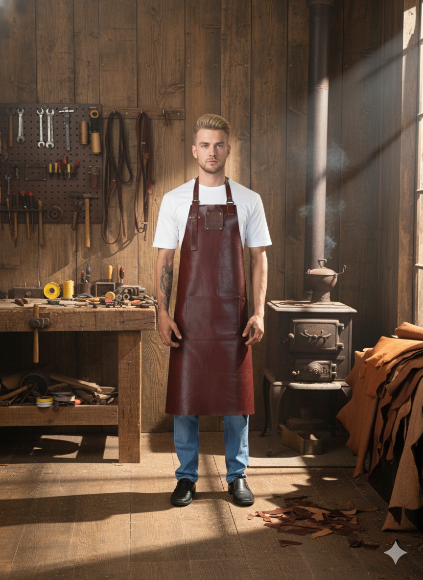 Classic Chestnut Leather Apron – Durable, Stylish & Handmade