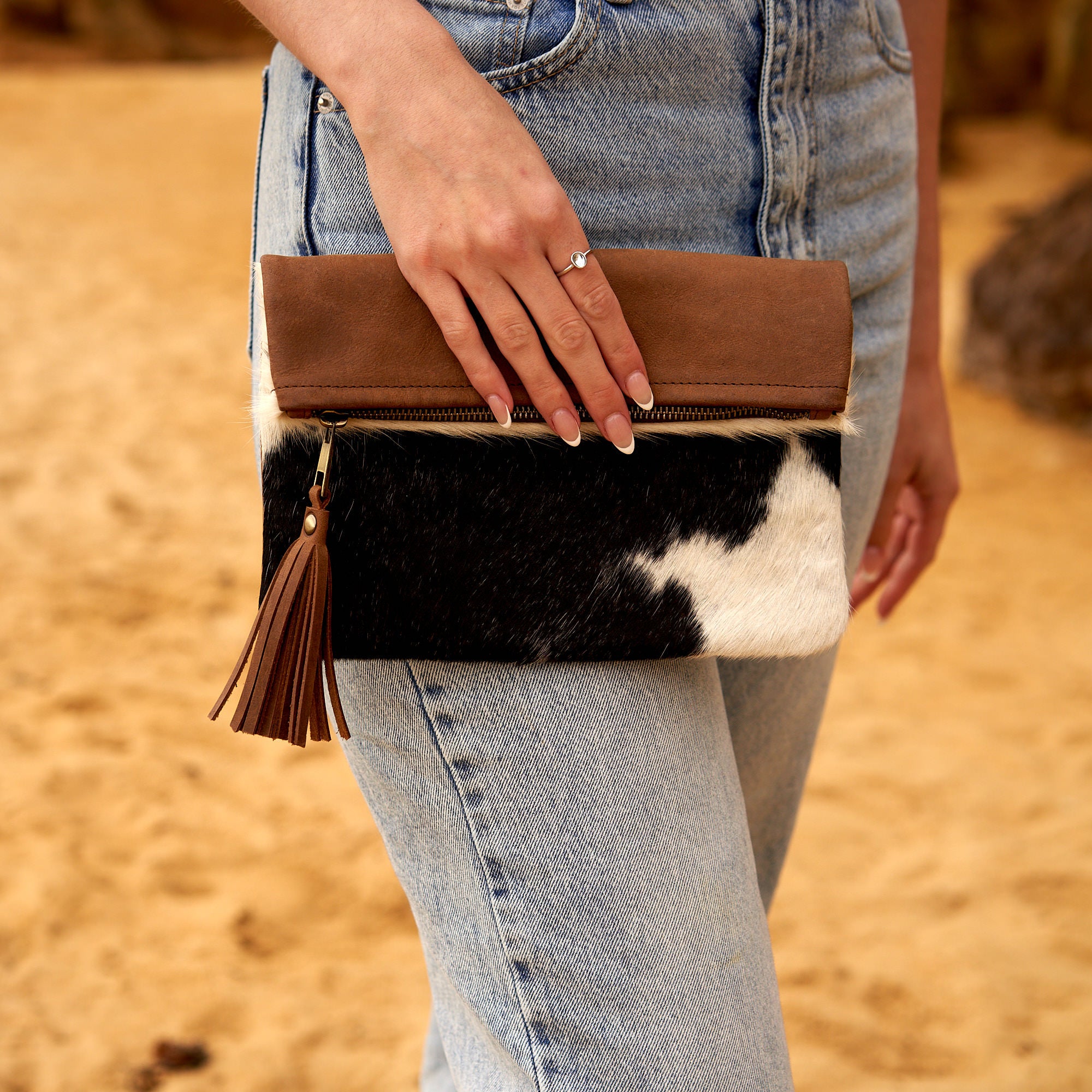 Cowhide Leather Clutch - Sofia.