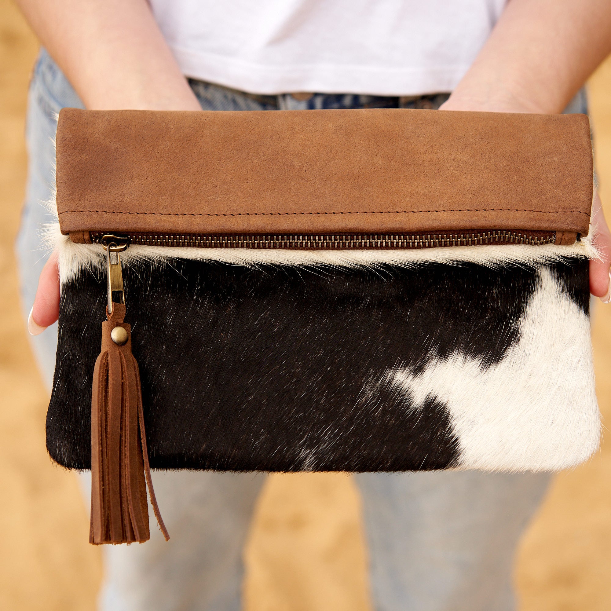 Cowhide Leather Clutch - Sofia.
