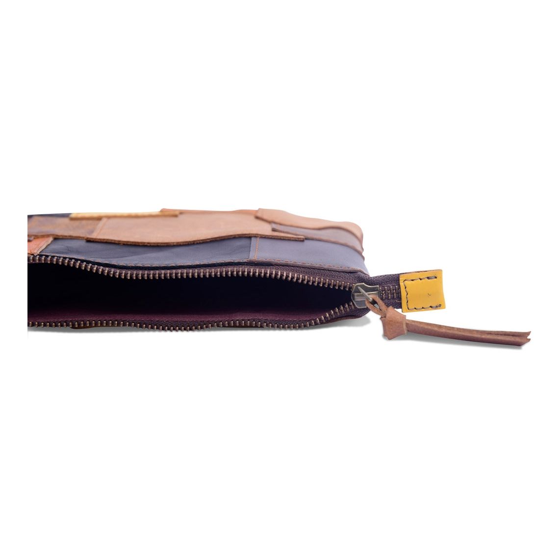Melbourne Leather Co Genuine leather patchwork clutch, leather zipper clutch, tool pouch, leather clutch, leather zipper bag, leather travel bag, iPad case - LB32