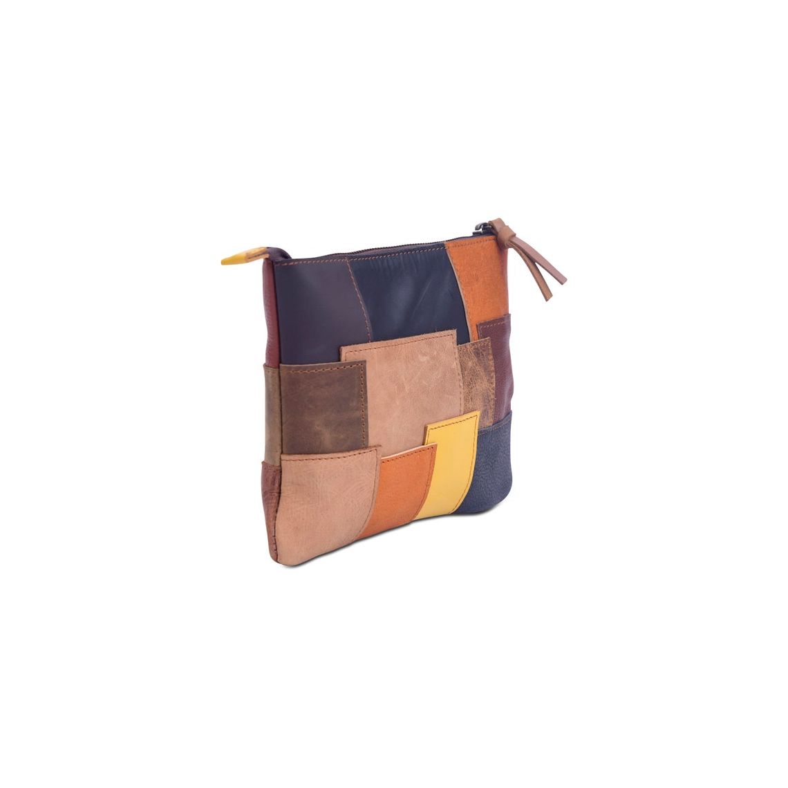 Melbourne Leather Co Genuine leather patchwork clutch, leather zipper clutch, tool pouch, leather clutch, leather zipper bag, leather travel bag, iPad case - LB32
