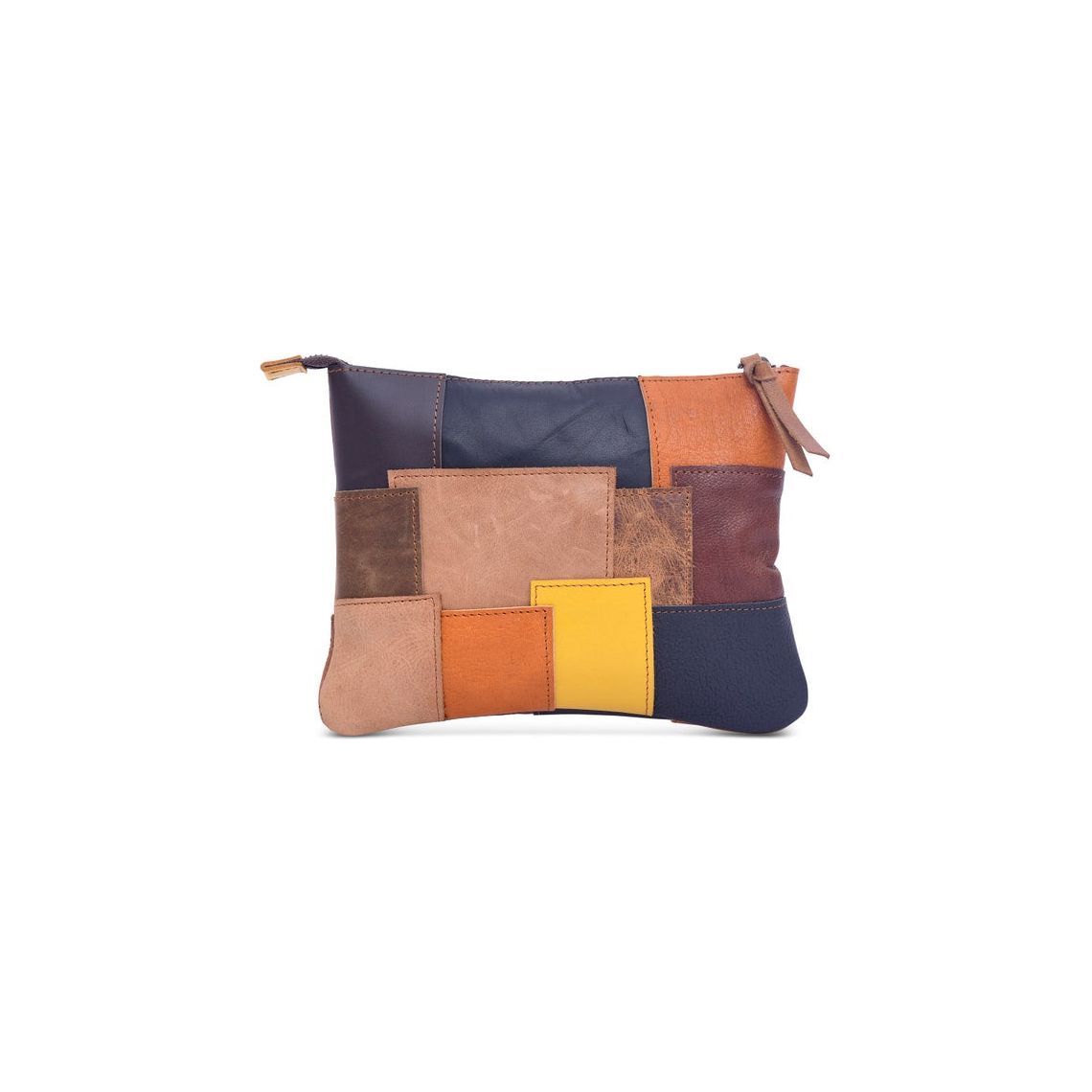 Melbourne Leather Co Genuine leather patchwork clutch, leather zipper clutch, tool pouch, leather clutch, leather zipper bag, leather travel bag, iPad case - LB32