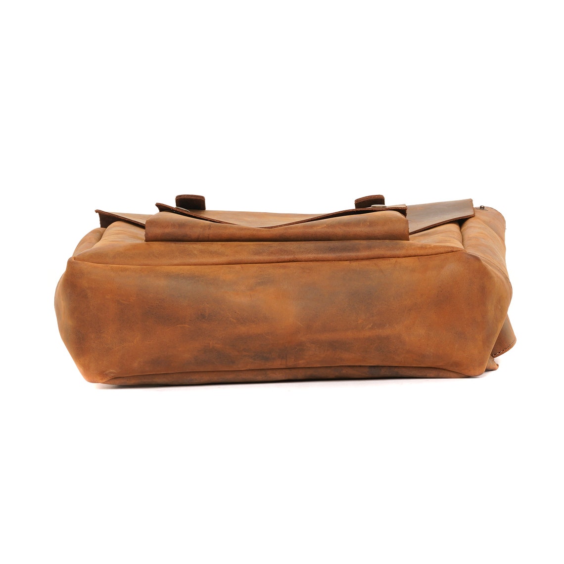 Melbourne Leather Co Handcrafted LEATHER BACKPACK in cognac tan brown Colour with LINING / Citi Rucksack - with two front pockets - LB05