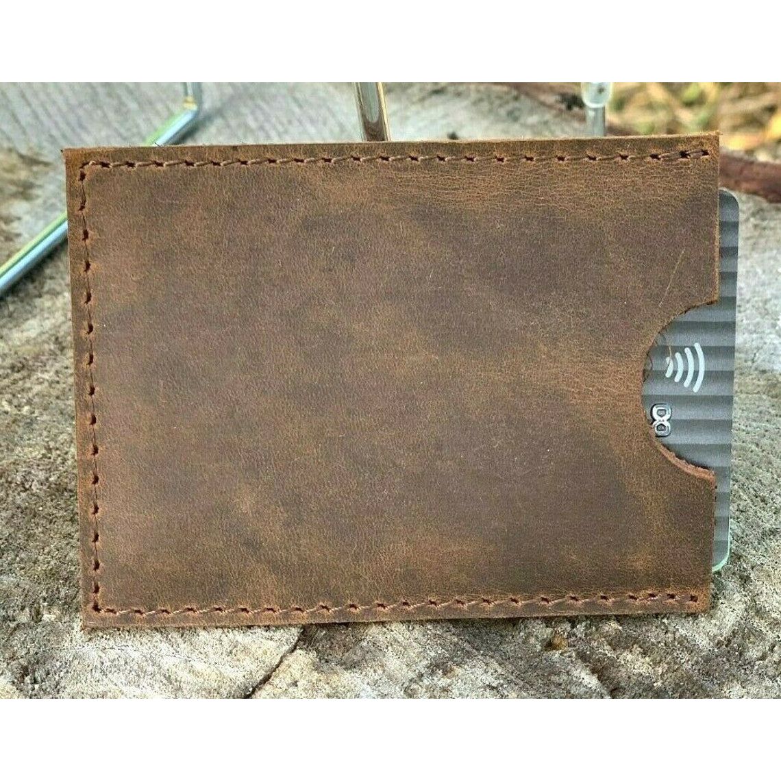 Melbourne Leather Co Rustic Genuine Leather Slim Leather Card Holder / Leather Credit Card Wallet / Leather Card Holder Wallet / Leather Card Sleeve - LB12