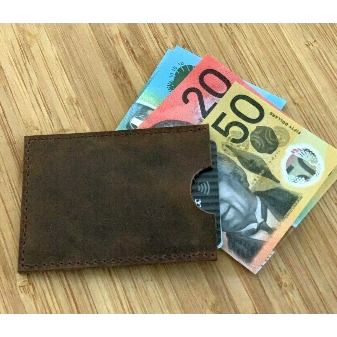 Melbourne Leather Co Rustic Genuine Leather Slim Leather Card Holder / Leather Credit Card Wallet / Leather Card Holder Wallet / Leather Card Sleeve - LB12