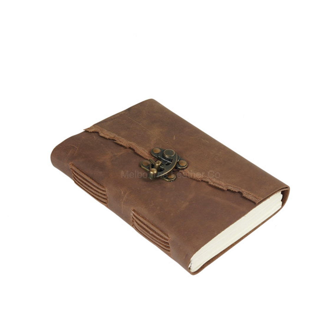 Melbourne Leather Co Vintage Leather Journal Recycled Paper Journal, For Notes, Notebook, Sketch book, Diary, Handmade Book,100% Recycled Rag,Tree Free Paper - LJ28