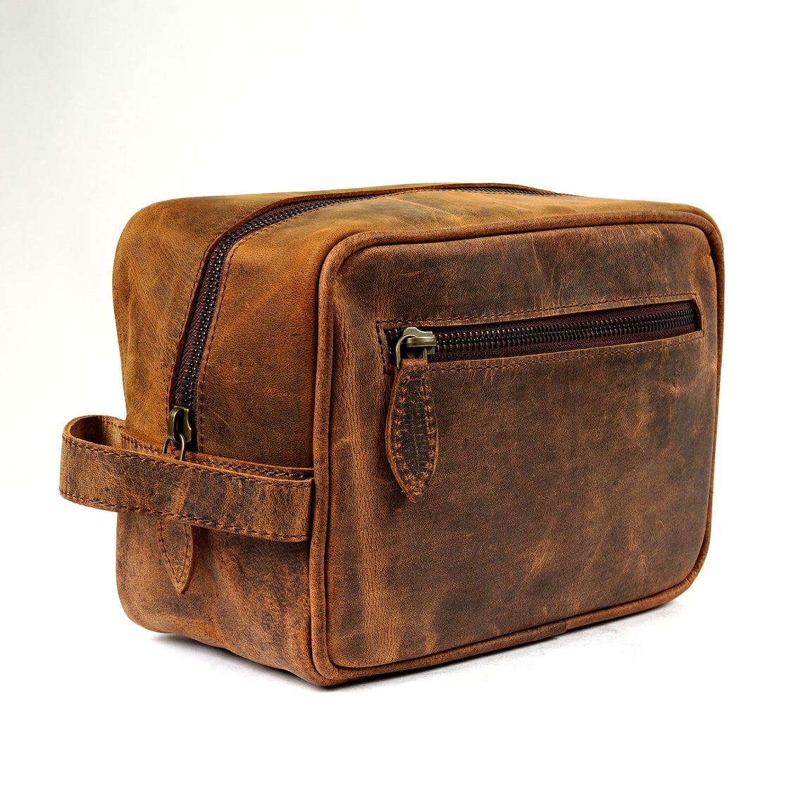 Melbourne Leather Co Rustic Leather dopp kit, Personalized groomsmen gift, leather dopp kit, mens leather toiletry bag, mens dopp kit, mens toiletry bag - LB07