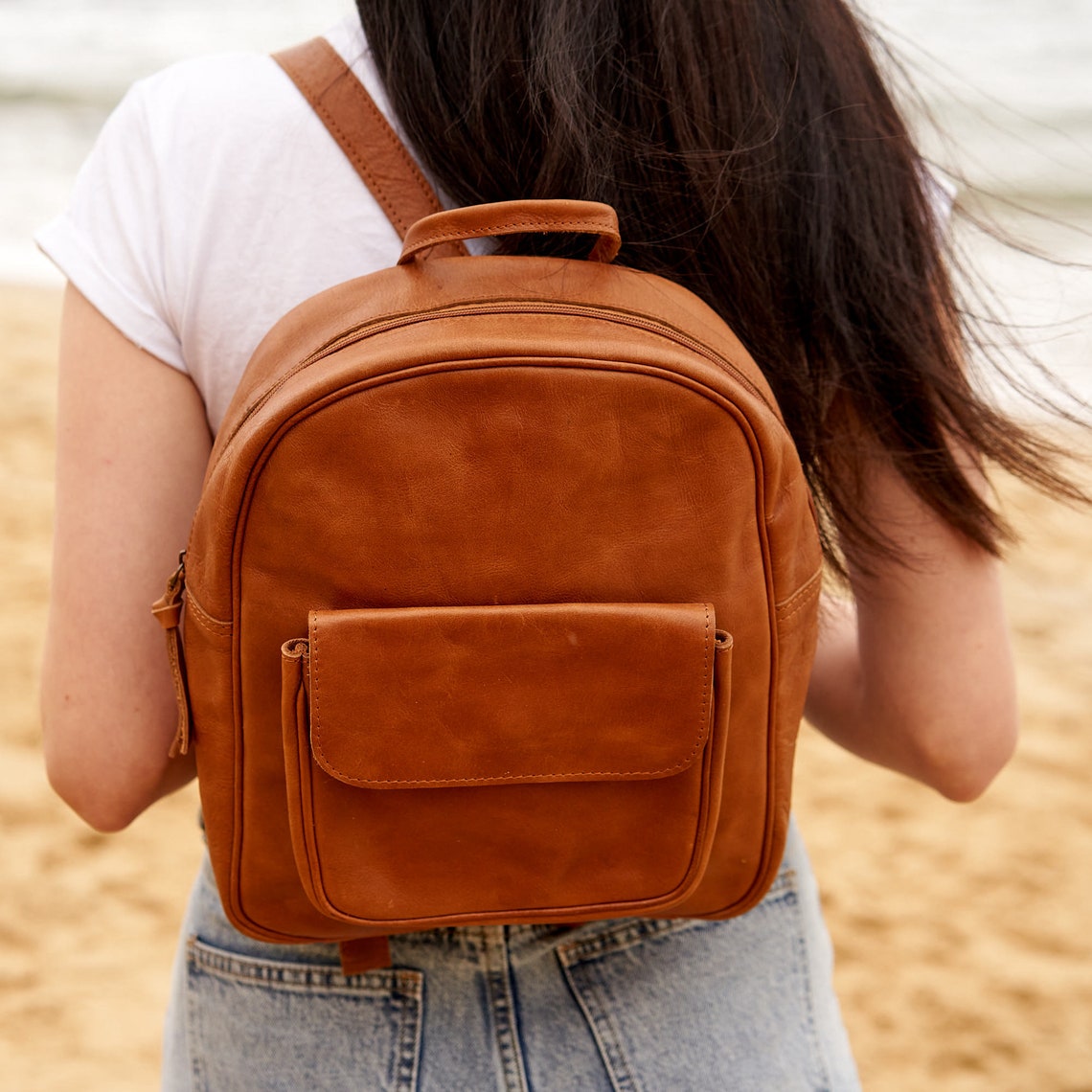Melbourne Leather Co women leather backpack, leather rucksack, leather work bag for woman, Travel Backpack , birthday gift for her, custom gift for her - LB31