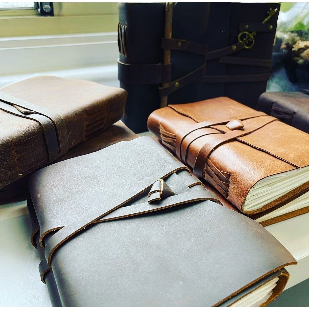 Set of 2 * Vintage Leather Journal Recycled Paper Journal, For Notes, Notebook, Sketch book, Diary, Handmade Book,100% Recycled Rag