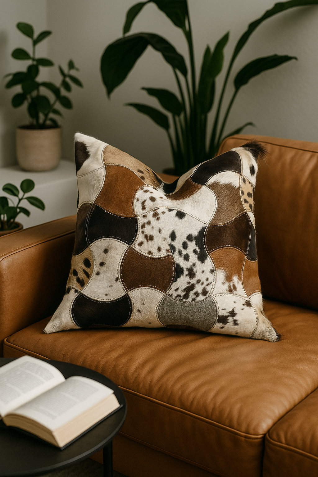 Cowhide Patchwork Leather Cushion Pillow Covers – Premium Handcrafted