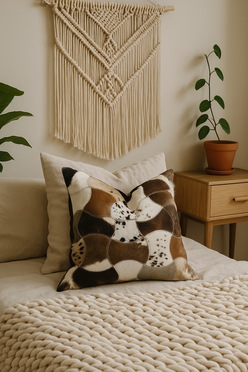 Cowhide Patchwork Leather Cushion Pillow Covers – Premium Handcrafted
