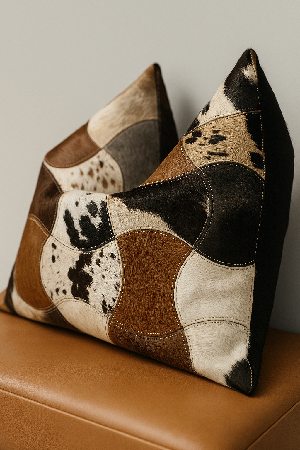 Cowhide Patchwork Leather Cushion Pillow Covers – Premium Handcrafted