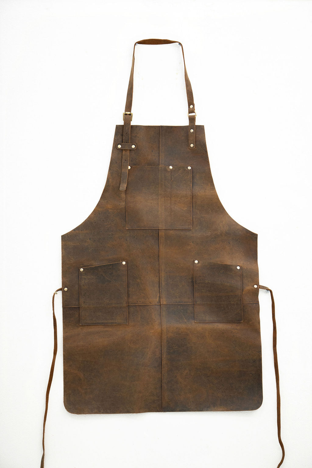 Vintage Brown Leather Apron – Heavy Duty Work Apron with Pockets (80×60 cm)