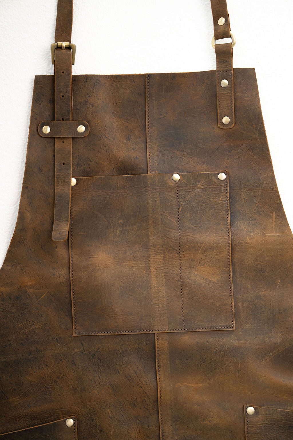 Vintage Brown Leather Apron – Heavy Duty Work Apron with Pockets (80×60 cm)