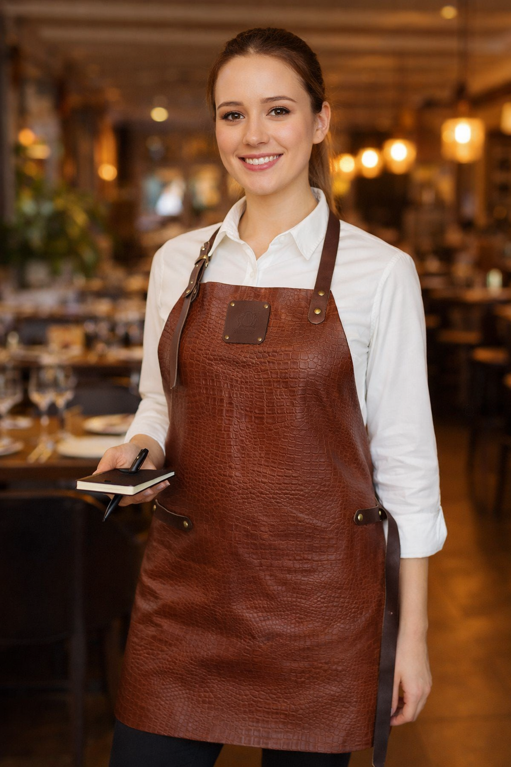 Croc Embossed Leather Apron – Premium Textured Work Apron (80×60 cm)