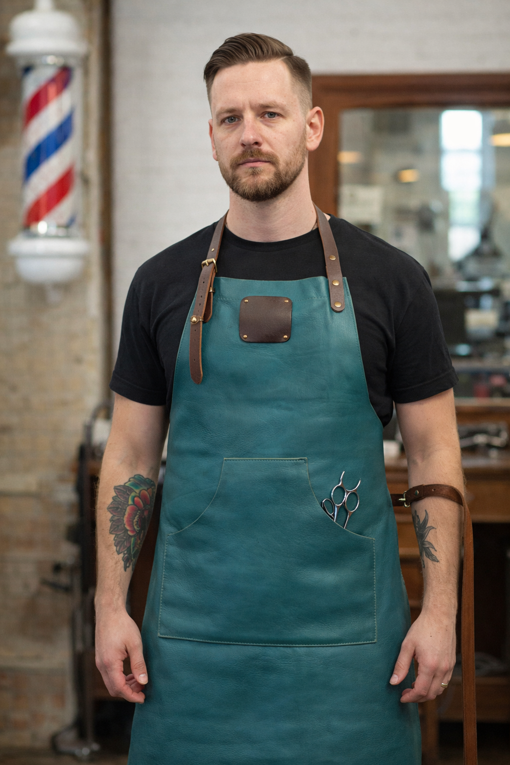 Ocean Teal Leather Apron – Signature Premium Work Apron (80×60 cm)