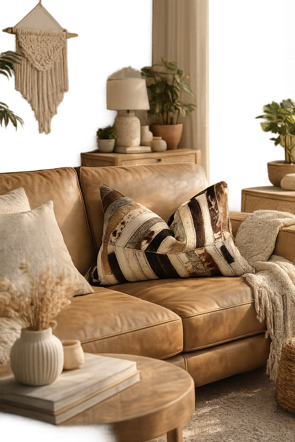 Melbourne Leather Co cowhide lumbar cushion