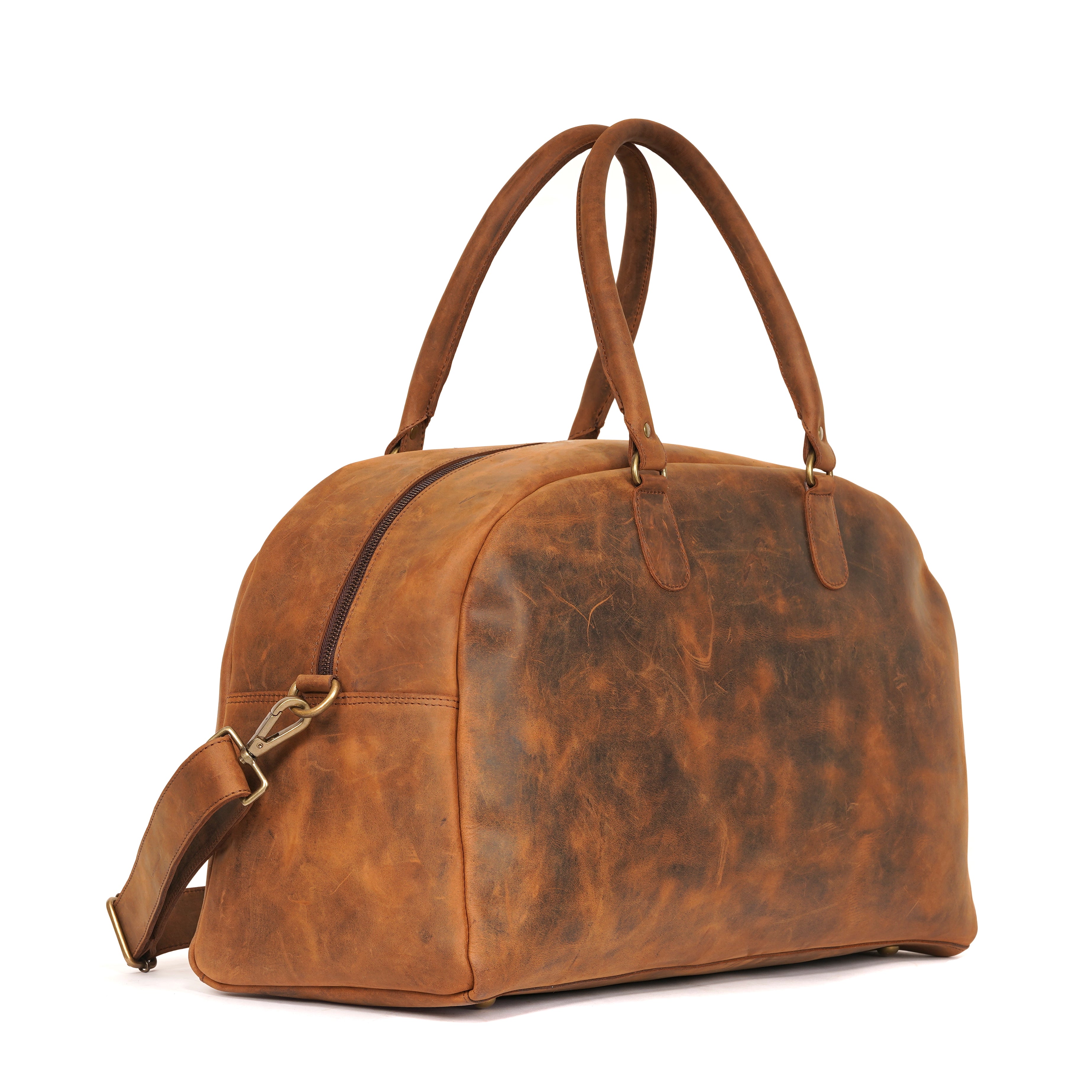 Rustic Traveller Handmade Leather Duffle Weekender Bag