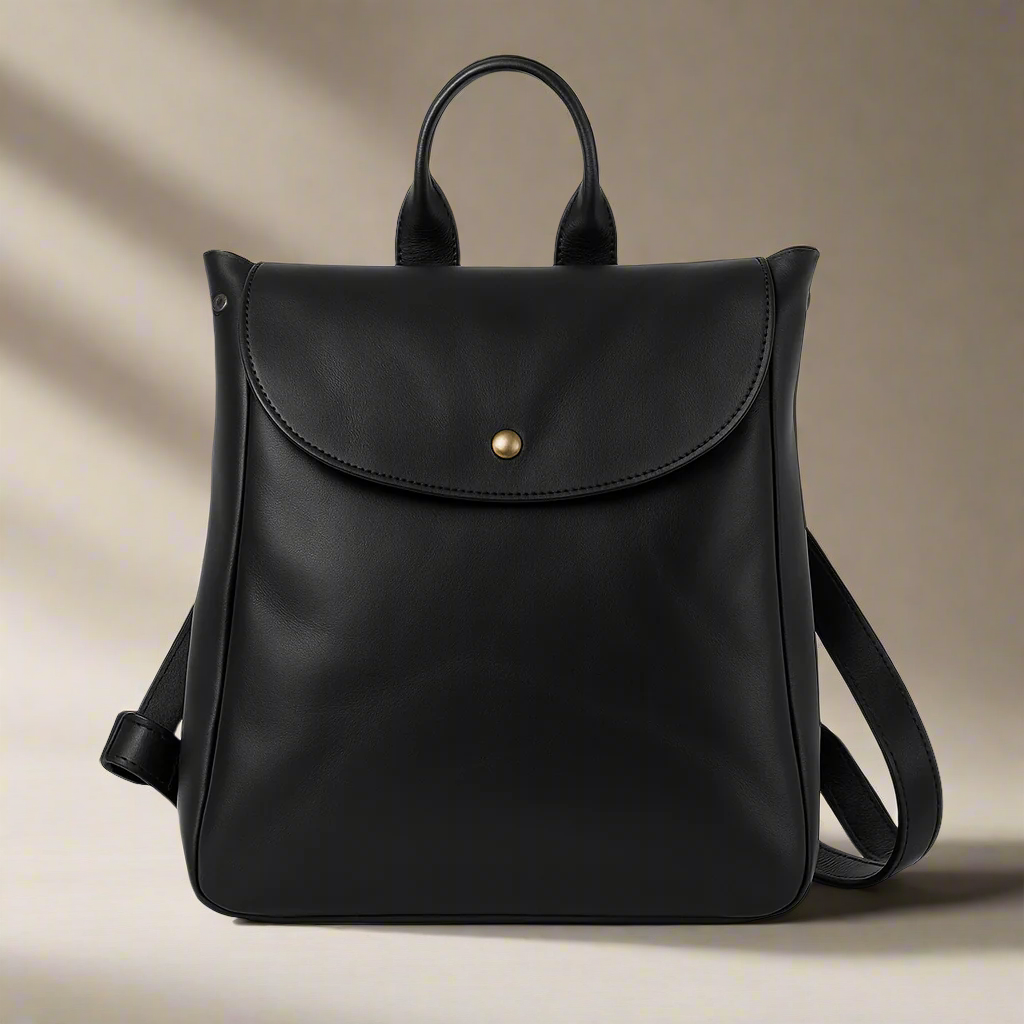 Minimalist Black Leather Backpack – Sleek Everyday Carry