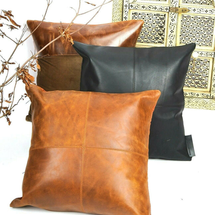 Elegance Leather Cushion Cover - Tan
