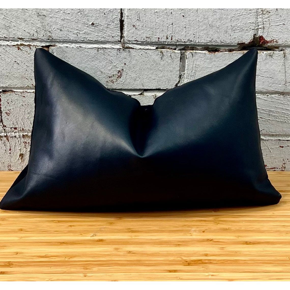 Melbourne Leather Co Genuine Leather Cushion Cover Lumbar Black Leather Cushion Pillow Cover