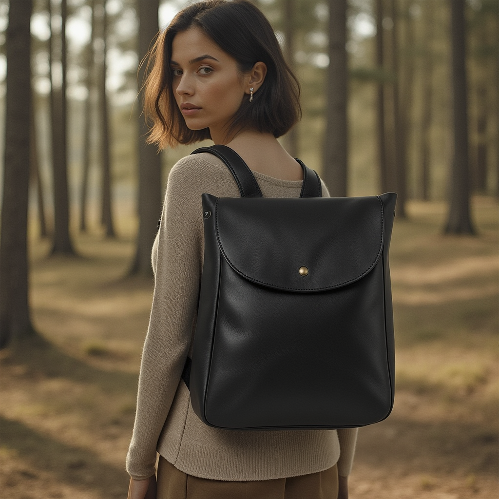 Minimalist Black Leather Backpack – Sleek Everyday Carry