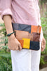Melbourne Leather Co Genuine leather patchwork clutch, leather zipper clutch, tool pouch, leather clutch, leather zipper bag, leather travel bag, iPad case - LB32