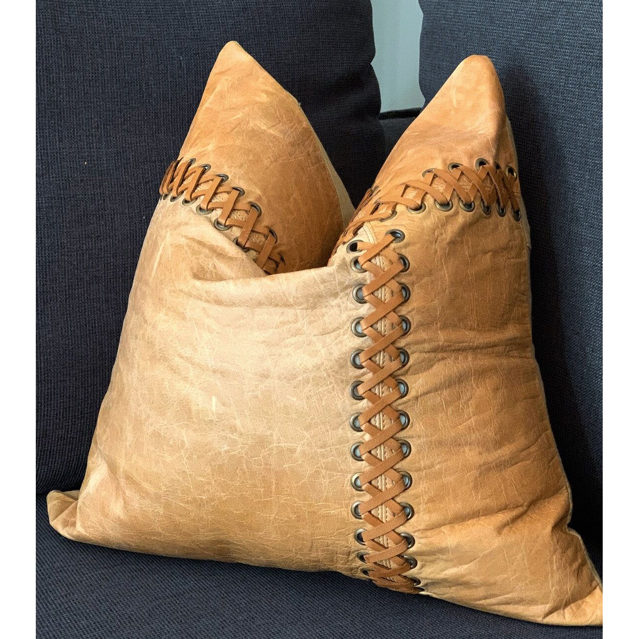 Melbourne Leather Co Genuine Leather Cushion Cover Pillow Cover Leather Pillow Leather Cushion Vintage Leather Tan Pillow Cover - LCC09