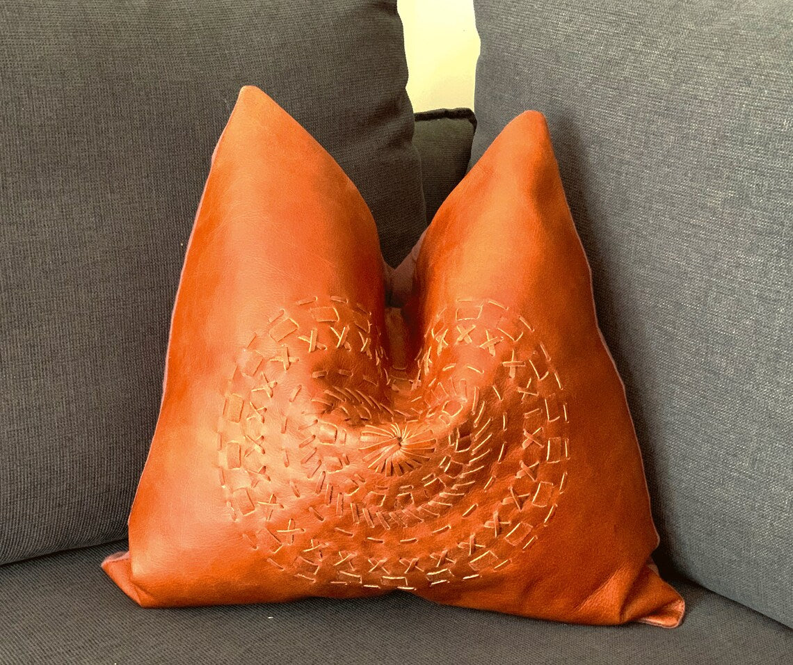 Melbourne Leather Co Genuine Leather Cushion Cover Pillow Cover Leather Pillow Leather Cushion Vintage Leather Tan Pillow Cover - LCC11