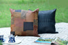 Melbourne Leather Co Genuine Leather Patchwork Cushion Cover Pillow Cover Leather Pillow Leather Cushion Vintage Leather Tan Pillow Cover - LCC05