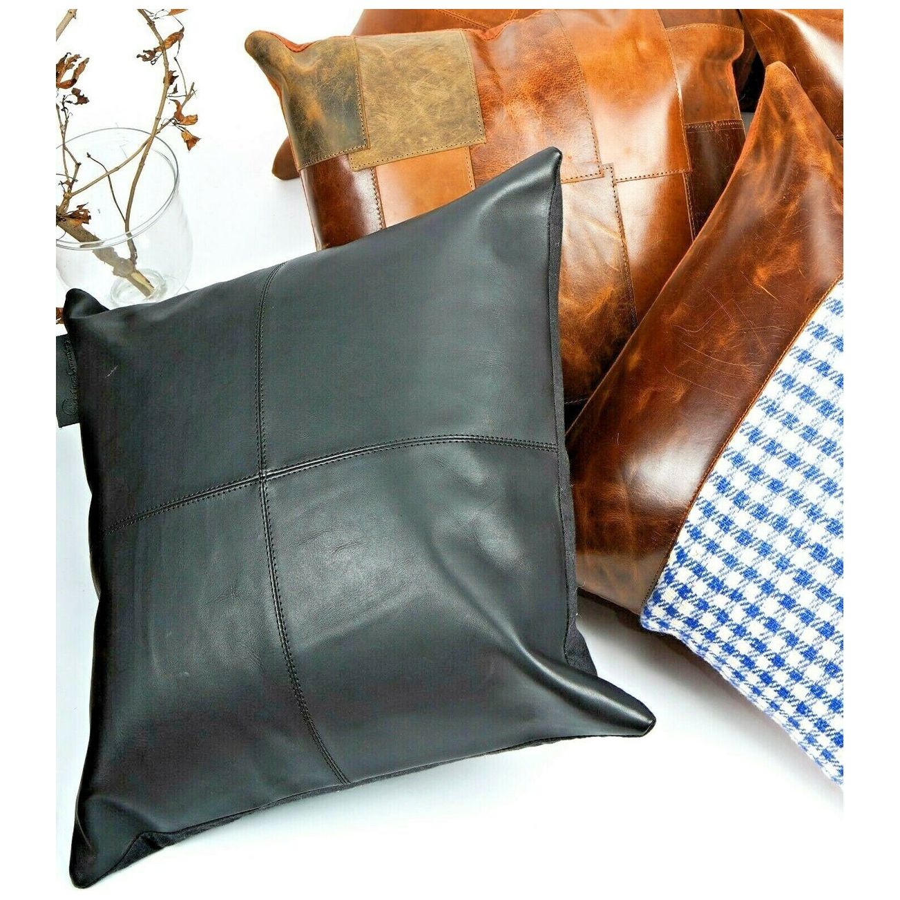 Melbourne Leather Co Genuine Leather Cushion Cover Pillow Cover Leather Pillow Leather Cushion Vintage Leather Tan Pillow Cover - LCC01