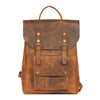 Melbourne Leather Co Handcrafted LEATHER BACKPACK in cognac tan brown Colour with LINING / Citi Rucksack - with two front pockets - LB05