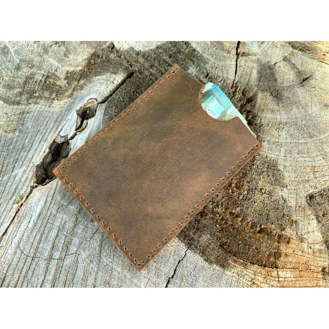 Melbourne Leather Co Rustic Genuine Leather Slim Leather Card Holder / Leather Credit Card Wallet / Leather Card Holder Wallet / Leather Card Sleeve - LB12