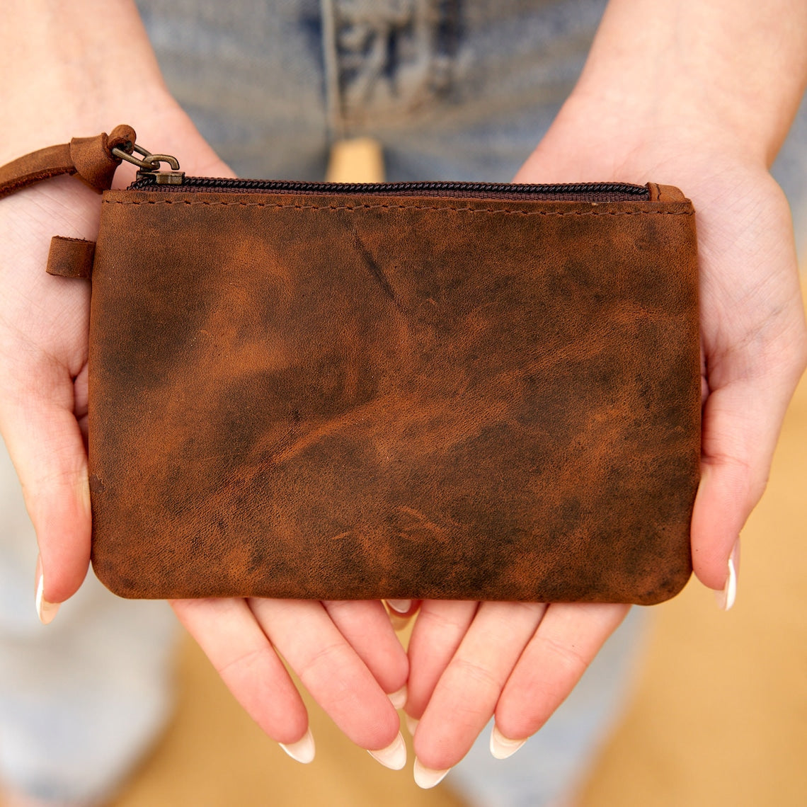 Melbourne Leather Co Genuine leather pouch, leather zipper pouch, tool pouch, leather clutch, leather zipper bag, travel bag, leather travel bag - LB22