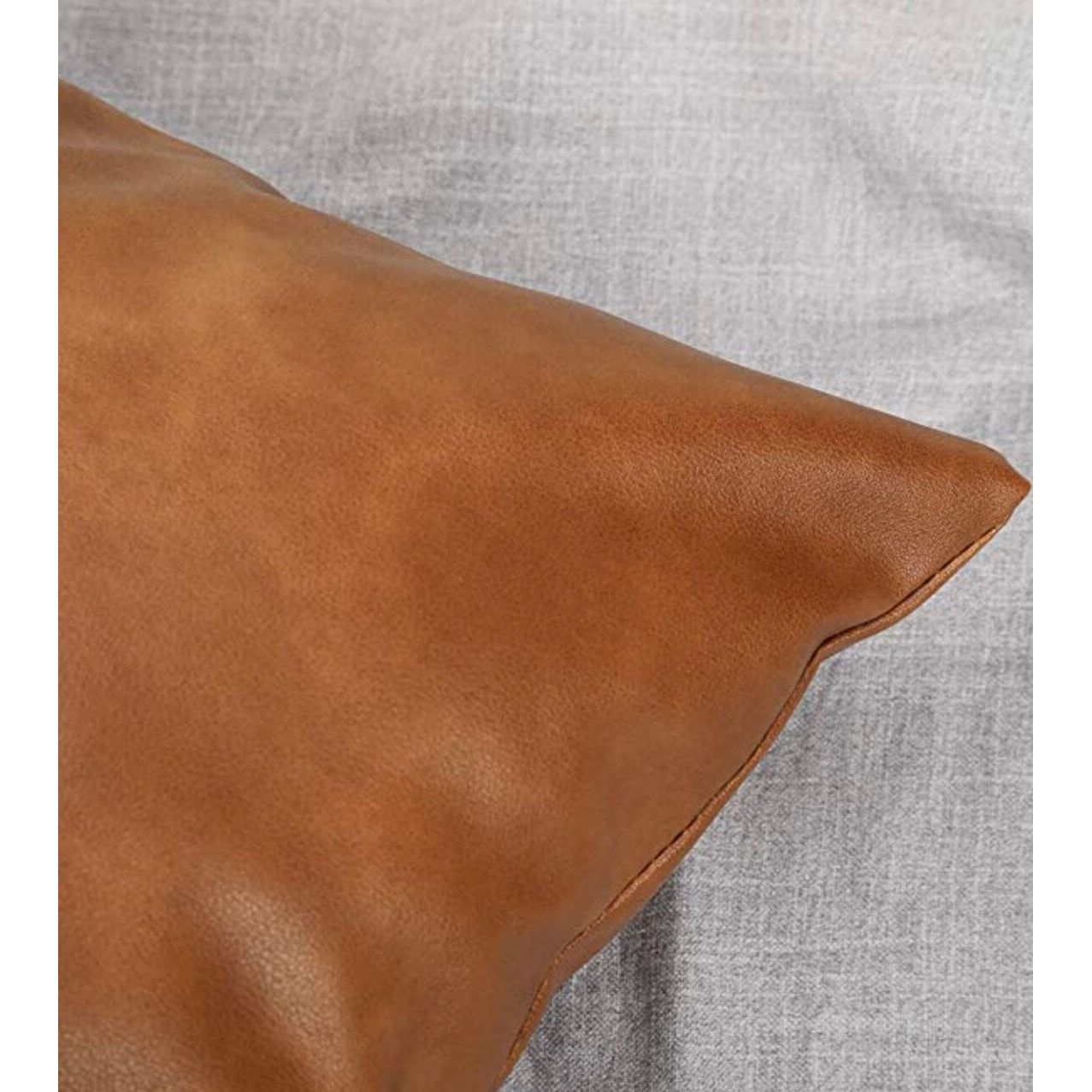 Melbourne Leather Co Genuine Leather Cushion Cover Lumbar Tan Leather Cushion Pillow Cover - LCC03